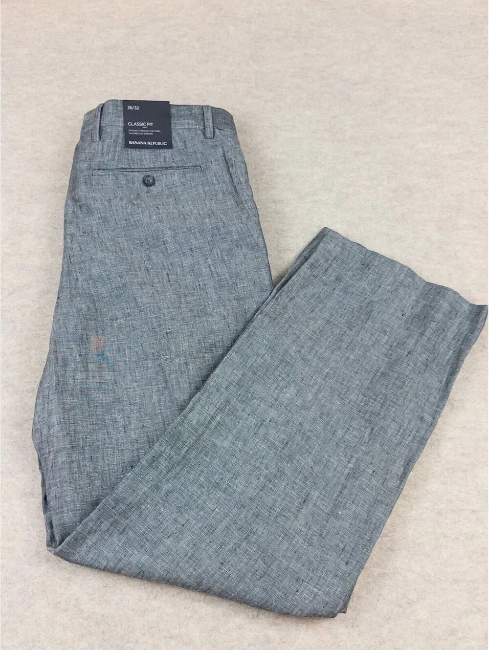 Banana Republic Classic Fit 100% Linen Shell Dress Pants 36x32 Gray N/WT